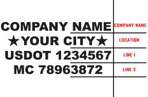 Company Name, Location and Two Regulation Truck Decals, 2 Set (Great for USDOT)