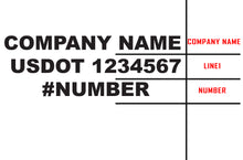Load image into Gallery viewer, Company Name, One Regulation, One Number Truck Decals, 2 Set (Great for USDOT)