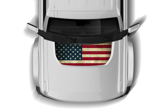 USA Flag Print Hood Graphics Decal Compatible with Ford Bronco