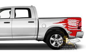Bed USA Flag Graphics Kit Vinyl Decal Compatible with Dodge Ram 1500, 2500, 3500 2008 - Present 