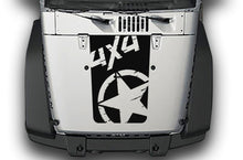 Load image into Gallery viewer, 4x4 Strar Hood Graphics Vinyl Decals Compatible with Jeep JK Wrangler 2007-2018