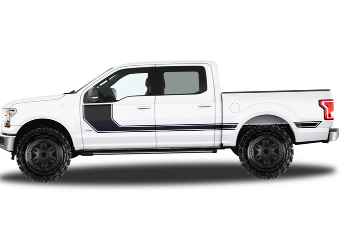 Hockey Side Stripes Graphics Vinyl Decals Compatible with Ford F150 Super Crew Cab 6.5''