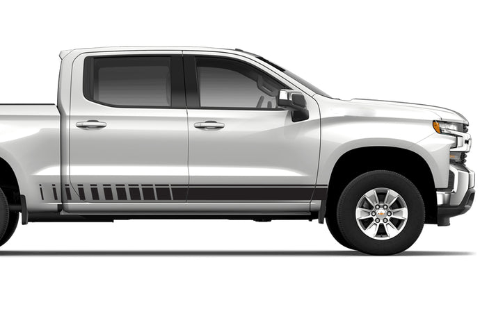 Lower Side Stripes Graphics Vinyl Decals Compatible with Chevrolet Silverado 1500 Crew Cab