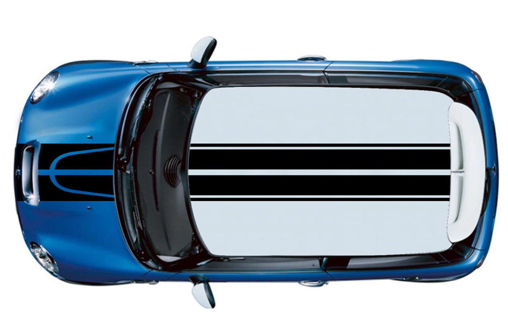 Mini Cooper Countryman Front To Back Stripes Graphics Vinyl Decal Compatible with Mini Cooper Countryman