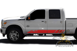 Mountains Stripes Graphics Vinyl Decals Compatible with Ford F350 Crew Cab