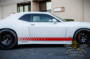 Side Stripes Door Graphics Decal Compatible with Dodge Challenger 2016, 2017, 2018, 2019, 2020. White
