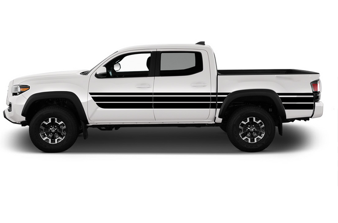 Triple Belt Lines Side Graphics Decals Vinyl Compatible with Toyota Tacoma Double Cab