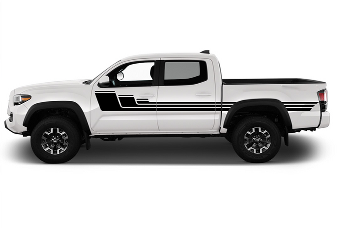 Triple Hockey Stripes Graphics Decals Vinyl Compatible with Toyota Tacoma Double Cab
