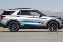 Load image into Gallery viewer, Triple Stripes Blue Shades Graphics For Ford Explorer decals
