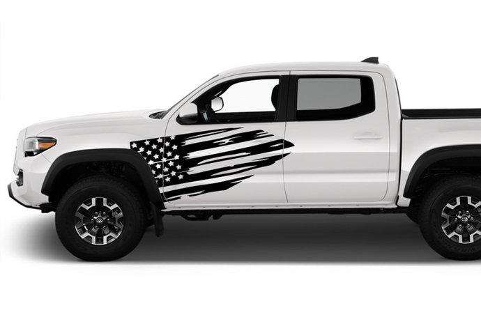 USA Flag Door Side Graphics Decals Vinyl Compatible with Toyota Tacoma Double Cab