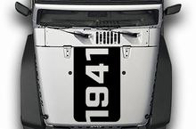 Load image into Gallery viewer, Black 1941 hood vinyl decal on silver Jeep Wrangler