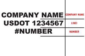 Company Name, One Regulation, One Number Truck Decals, 2 Set (Great for USDOT)