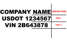 Load image into Gallery viewer, Company Name and Two Regulation Truck Decals, 2 Set (Great for USDOT)
