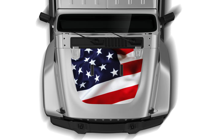 USA Flag print Hood Graphics Decals Compatible with Jeep Gladiator