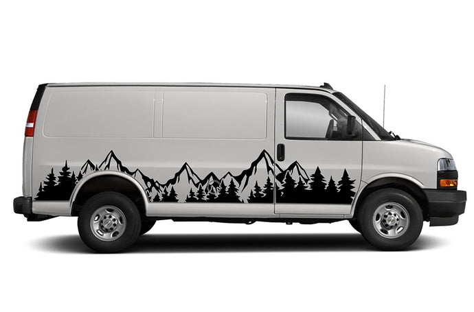 Mountain range Graphics Vinyl Decals Compatible with Chevrolet Express