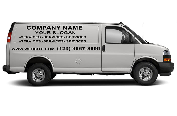 Package of company decals: Vinyl letters compatible with Chevrolet Express