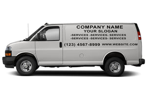 Package of company decals: Vinyl letters compatible with Chevrolet Express