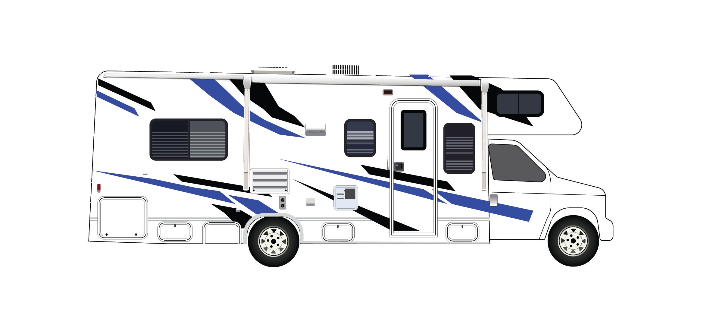 TheVinylBiz MG123 Motorhome Graphics Stickers – Universal Campervan & Caravan Side Decals (Made In UK)