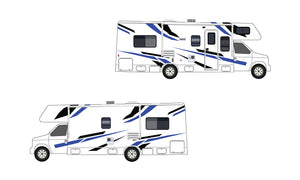 Replacement Decals Compatible With Motorhome Class C Thor Freedom Elite 24ft Black-Blue