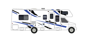 Replacement Decals Compatible With Motorhome Class C Thor Freedom Elite 24ft Black-Blue