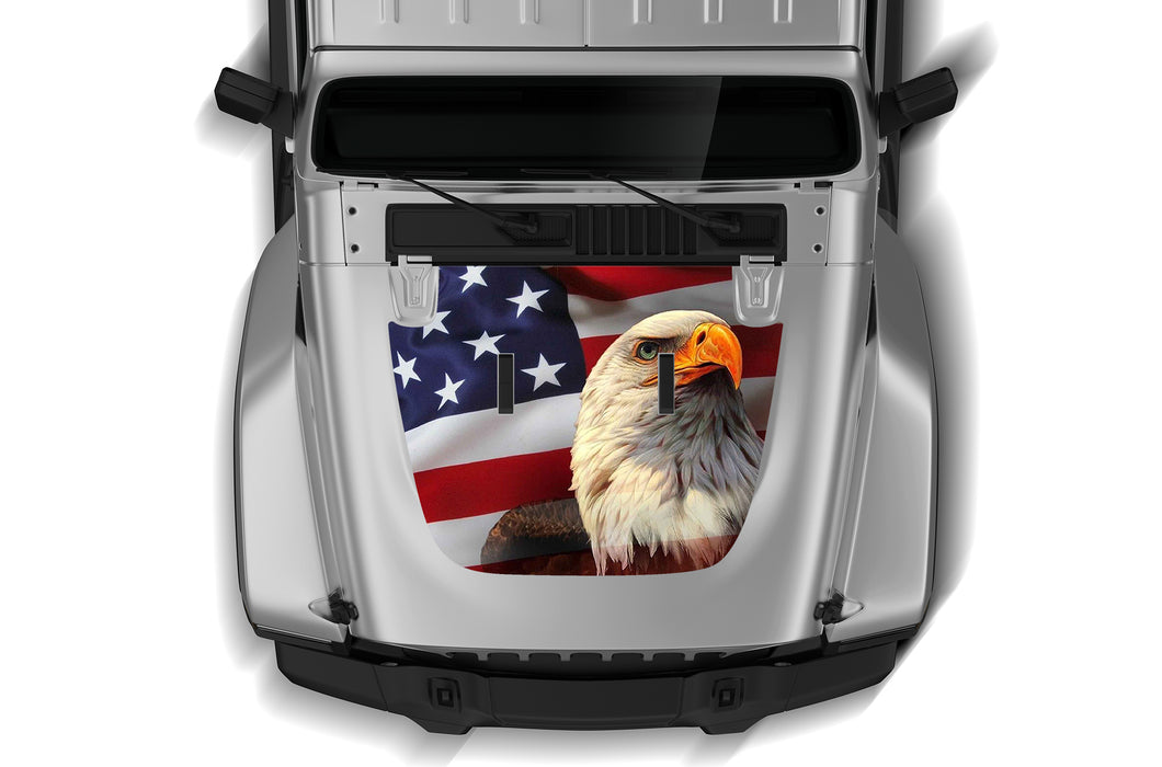 USA Eagle Print Hood Graphics Vinyl Decals Compatible with Jeep JL Wrangler