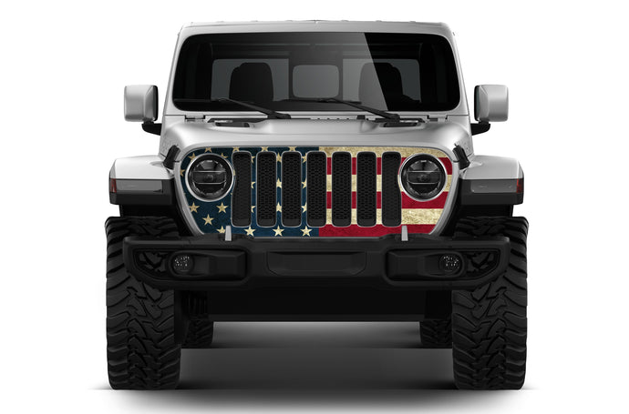 USA Flag grille graphics decals compatible with Jeep Gladiator JT