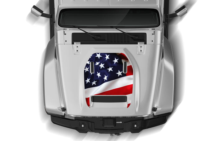 US Flag Hood Graphics Decals Compatible with Jeep JT Gladiator Mojave