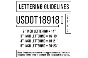 Company Name and Three Regulation Truck Decals, 2 Set (Great for USDOT)