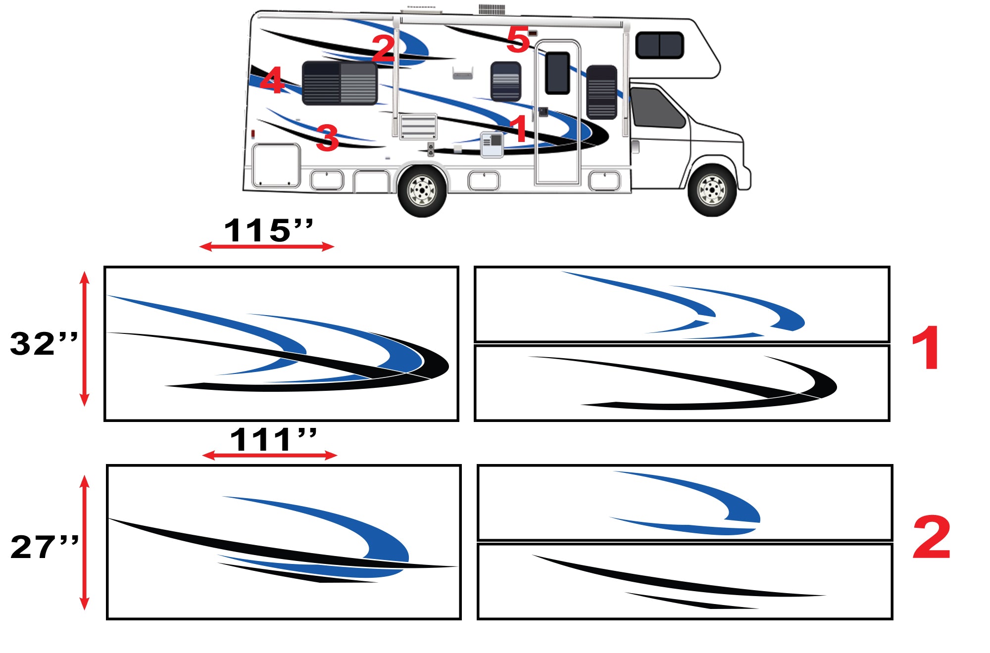 Replacement Decals Compatible with Motorhome class C Thor Freedom Elit