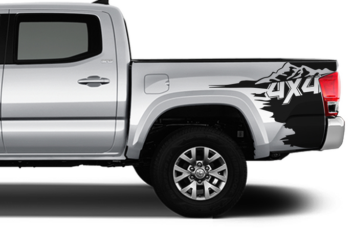 4x4 Bed Graphics Kit Vinyl Decal Compatible with Toyota Tacoma Double Cab