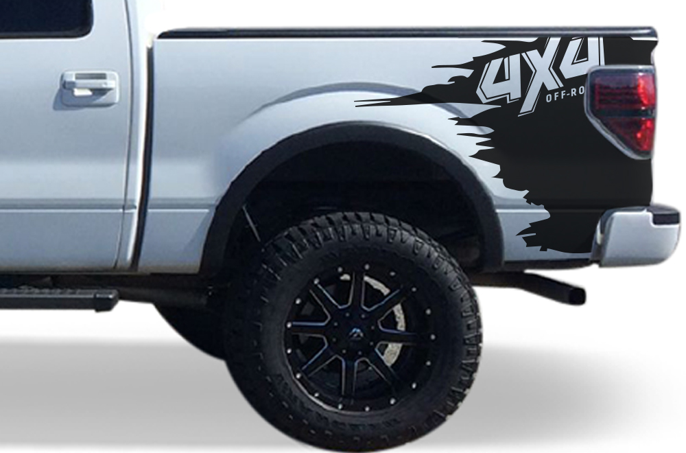 4x4 Off Road Decal Set For Ford F150 Raptor - 16x3 Inch Bone Design Vinyl Stickers
