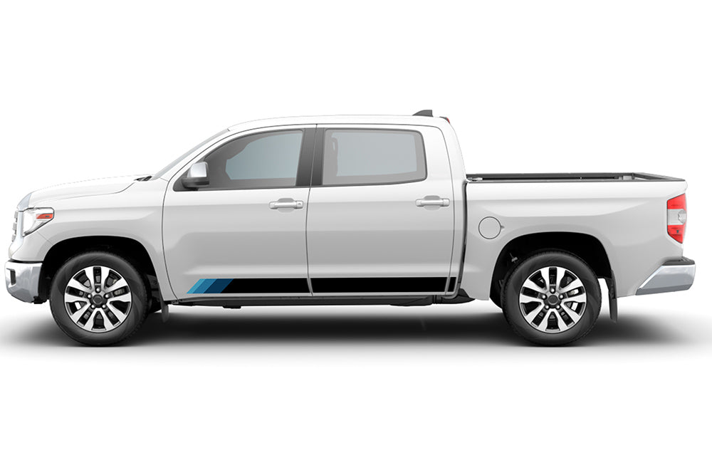 Rocker Triple Blue Color Stripes Graphics Decals for Toyota Tundra