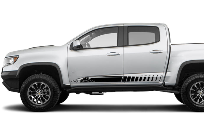 Adventure Mountains Side Stripes Graphics Vinyl Decals Compatible with Chevrolet Colorado Crew Cab