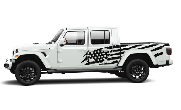 American Flag Jeep Gladiator 4 Door Mountains Decal Vinyl Graphic for JT Gladiator