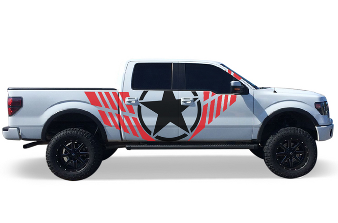 Avenger Star Red-Black Graphics Vinyl Decals Compatible with Ford F150