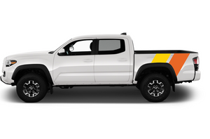 Bed Racing Dual retro vintage stripes (Orange, Yellow) Compatible with Toyota Tacoma