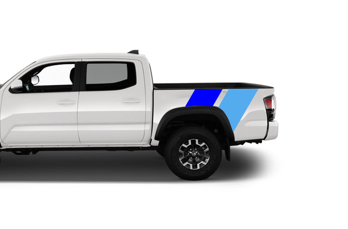 Bed Racing Dual retro vintage stripes (Blue, L.BLue) Compatible with Toyota Tacoma