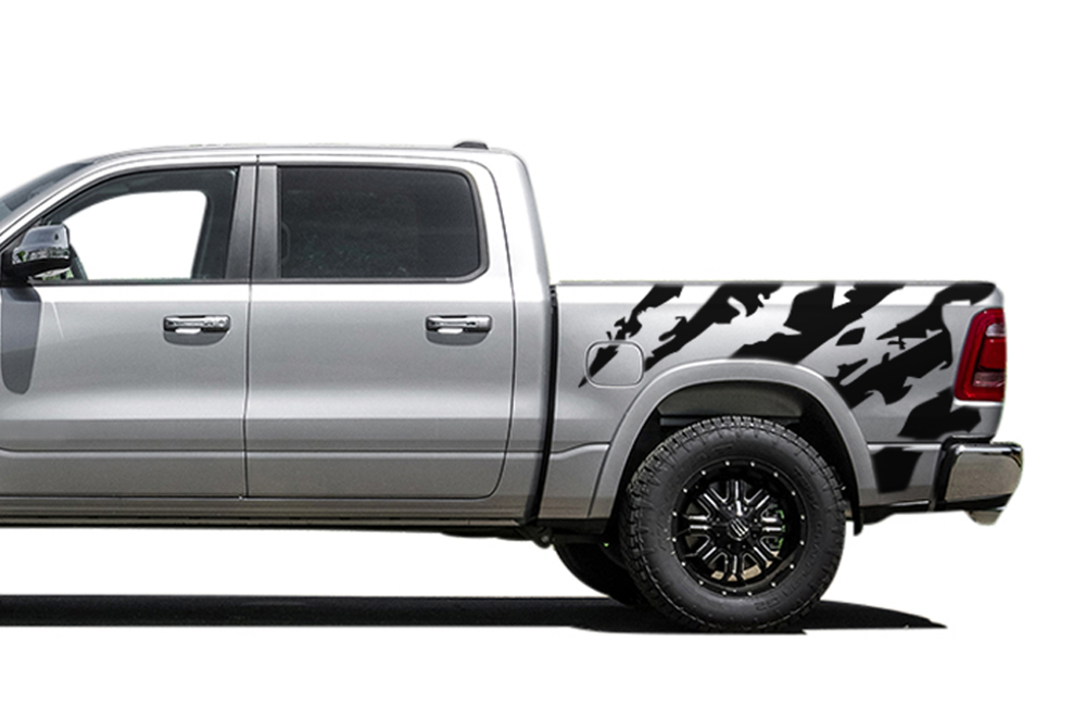 Bed Shred Decals Graphics Kit Vinyl Decal Compatible with Dodge Ram Crew Cab 1500