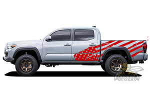 Big USA Flag Bed Vinyl Decal Compatible with Toyota Tacoma Double Cab