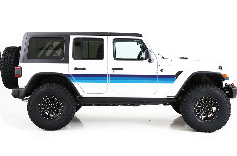 Blue Retro Stripes Decals Graphics For Jeep JL Wrangler