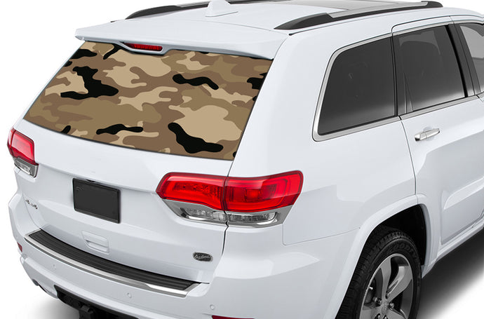 Brown Army Window Perforated Decals Compatible with Jeep Grand Cherokee