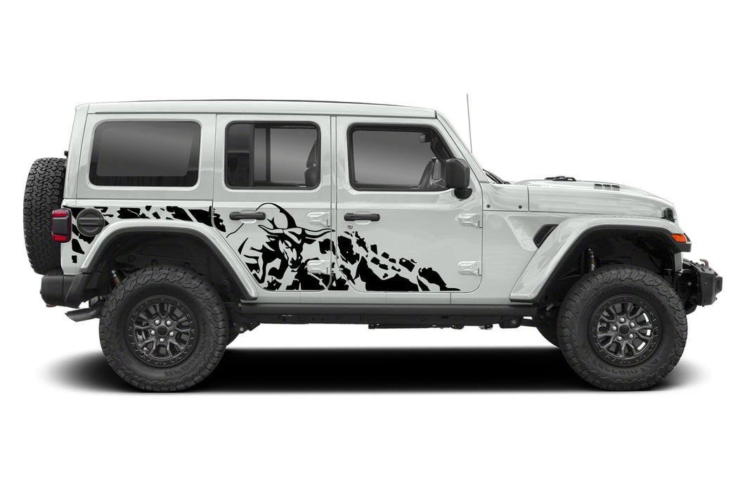 Bull Graphics Kit Vinyl Decal Compatible with Jeep JL Wrangler 4 Door 2018-Present