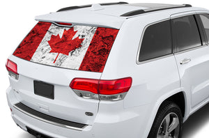Canada Flag Window Perforated Decals Compatible with Jeep Grand Cherokee