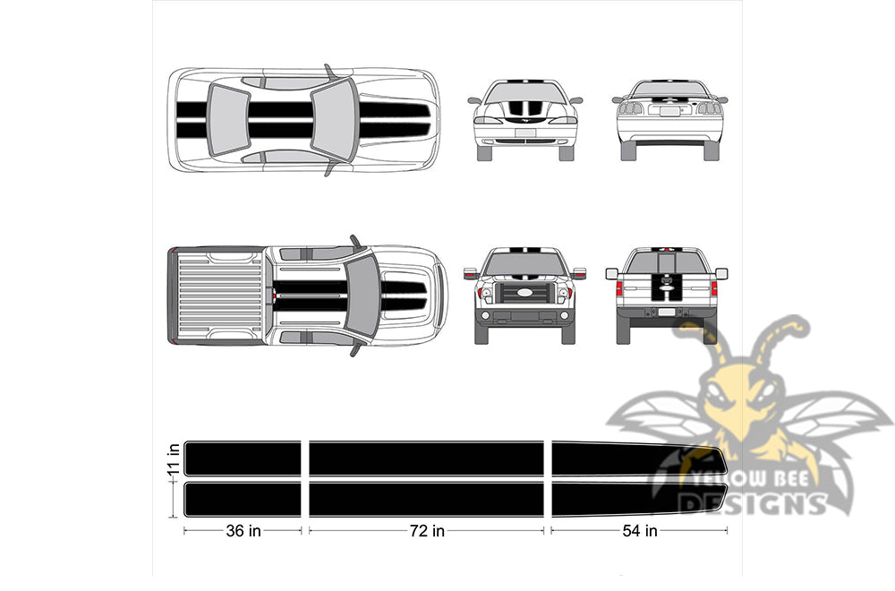 Car or Truck Decals Universal Vinyl EZ Rally Racing Stripes