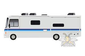 Blue Retro Decals For Class A Motorhome RV, Trailer Caravan Decals
