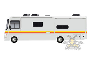 Red Orange Yellow Retro Decals For Class A Motorhome RV, Trailer 