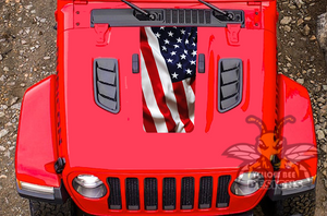 Jeep Hood decals USA Flag Graphics compatible with JT Gladiator 2020