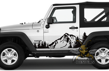 Load image into Gallery viewer, Mountains Trees Graphics Kit Vinyl Decal Compatible with Jeep JL Wrangler 2 Door 2018-2020 - yellowbeedesigns