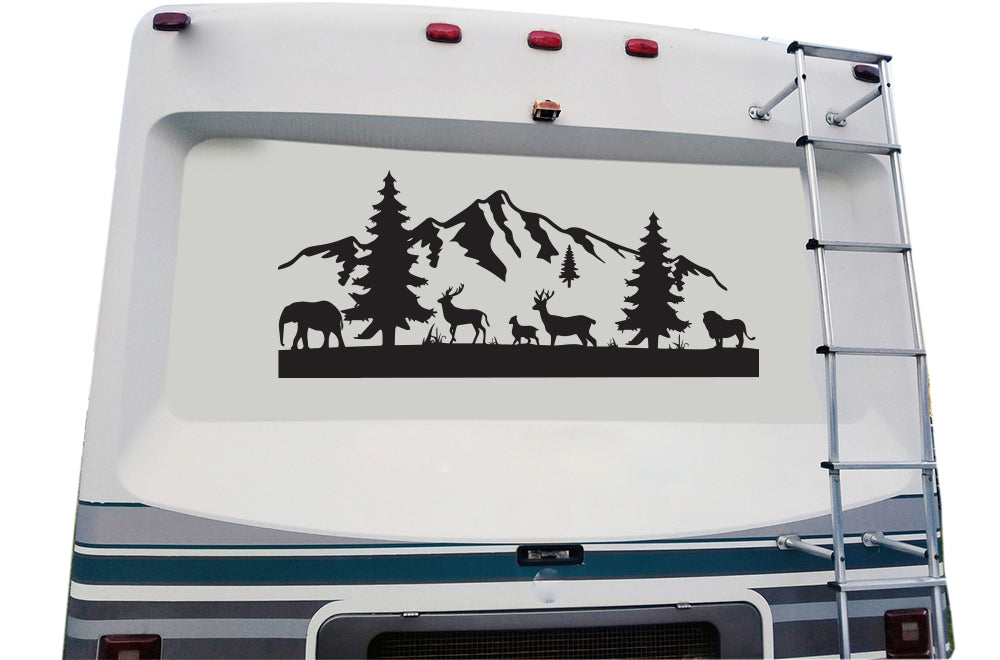 Deer & Mountain Decals, Graphics For RV, Trailer, Camper