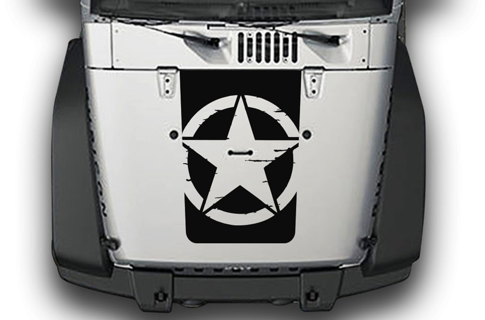 Distorted Star Wrangler Hood Decals Stickers Compatible with Jeep